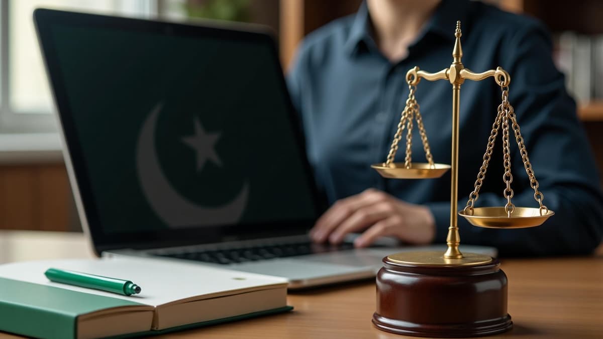 Professional Pakistani legal office with modern technology